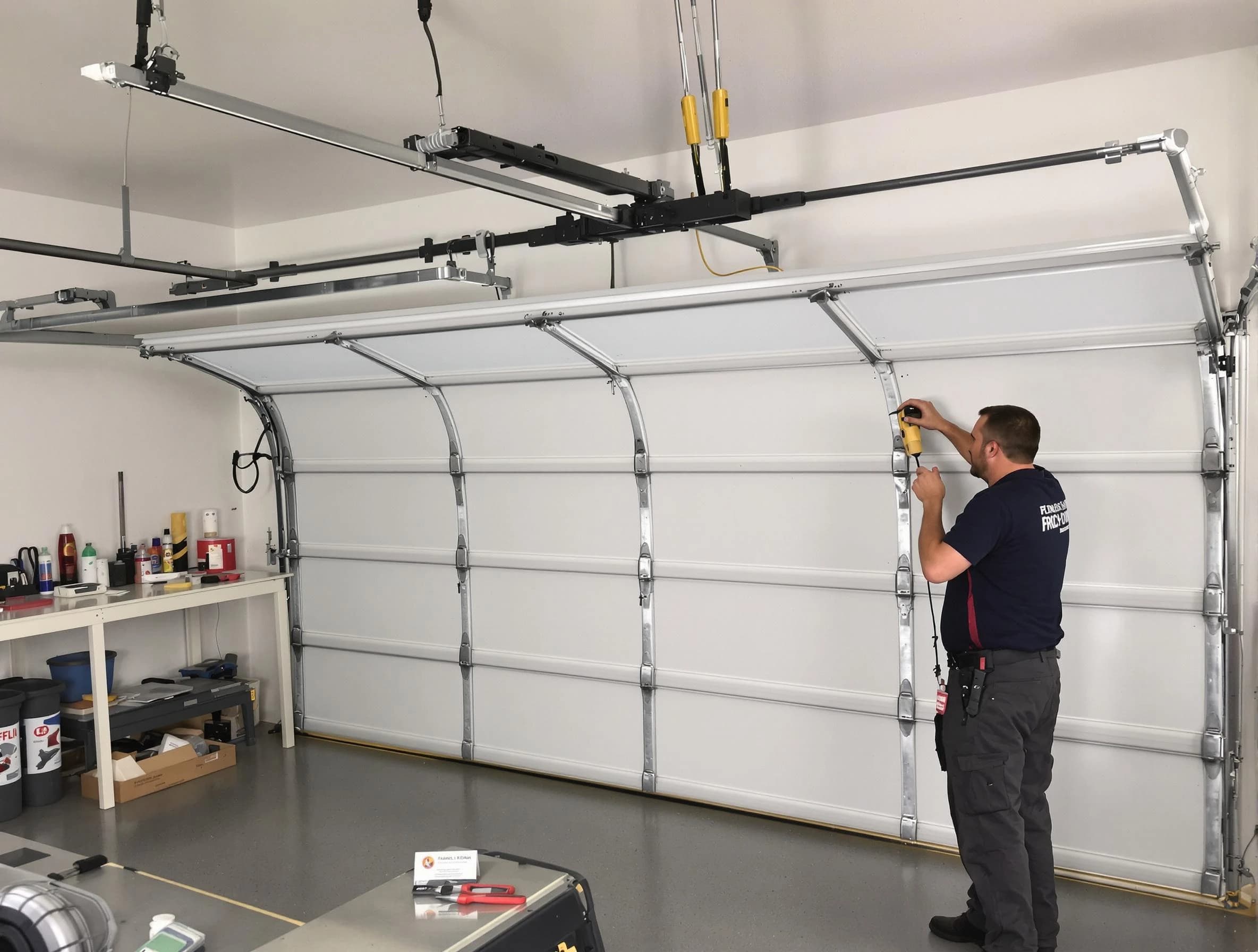 Fairview Garage Door Repair certified technician performing overhead door system repair in Fairview
