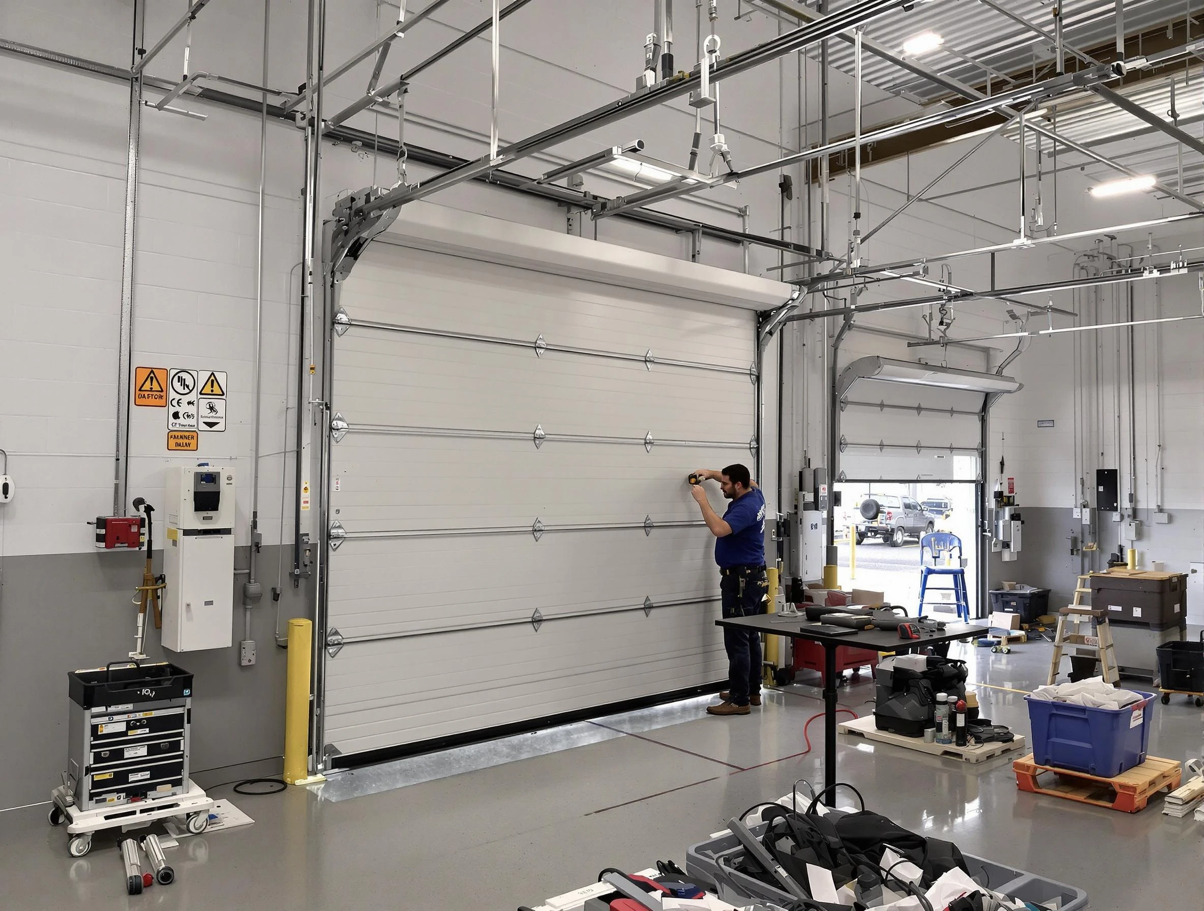 Commercial garage door repair being performed by Fairview Garage Door Repair expert in Fairview
